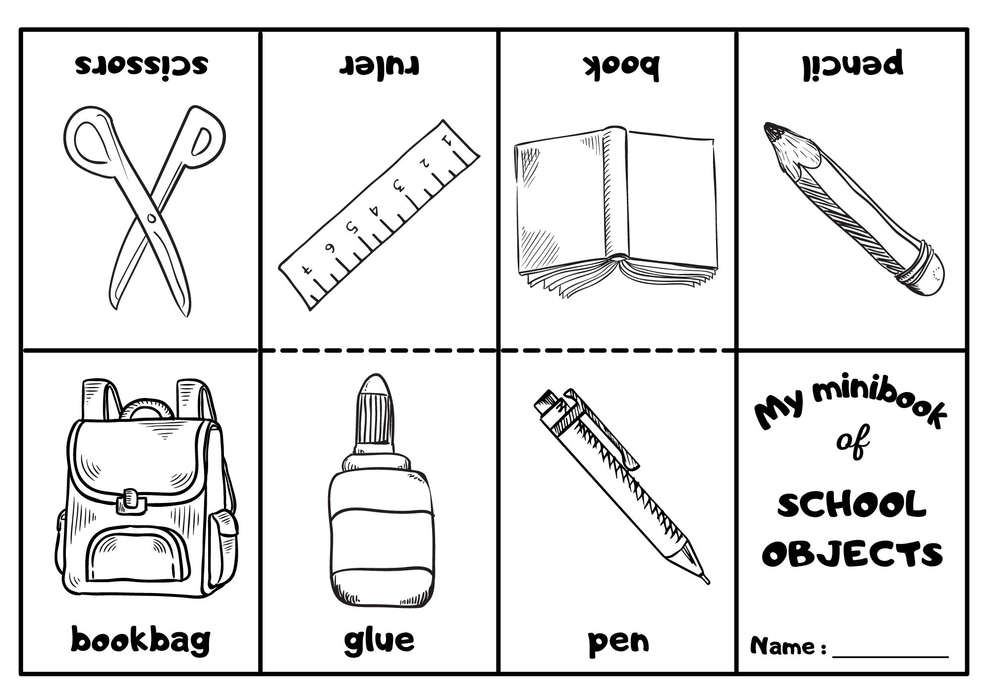 Classroom Objects Mini Coloring Book 